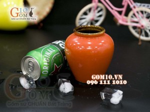 Hũ gốm men màu, 450ml