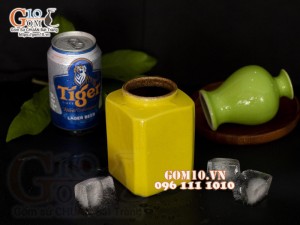 Hũ gốm men màu dáng vuông, dung tích 480ml