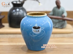 Hũ gốm men màu, in logo (Nhiều Màu)