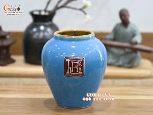 Hũ gốm men màu, in logo (Nhiều Màu)