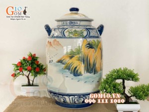 Hũ rượu men màu lá vọng câu cá 30l