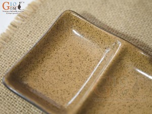 Khay 3 ngăn men gốm vàng