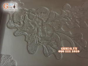 Khay chữ nhật đắp nổi hoa châm 30x18cm