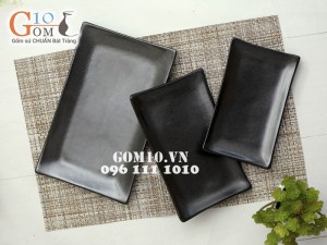 Khay chữ nhật đen men giọt dầu 19cm
