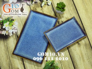 Khay chữ nhật thành cao xanh đá 32x19,5cm