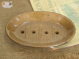 Khay đựng xà bông men gốm vàng