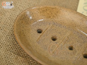 Khay đựng xà bông men gốm vàng
