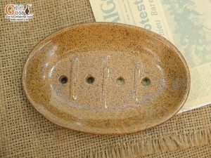 Khay đựng xà bông men gốm vàng