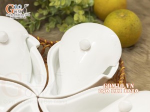 Khay mứt Tết cánh tiên men trắng, khay mây 37cm