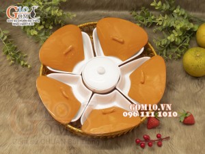 Khay mứt Tết hoa 5 cánh, màu cam, khay mây 33cm