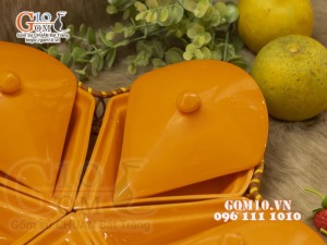 Khay mứt Tết hoa anh đào, màu cam, khay mây 37cm