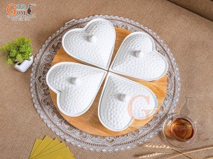 Khay mứt tim men trắng, đường kính 33cm (Kèm khay gỗ)