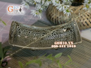 Khay nan men gấm vàng, 20x12cm