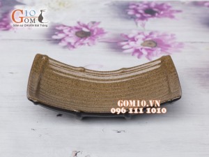 Khay nan men gốm vàng 22cm