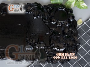 Khay trà Bí đen - Gỗ đinh 60x32cm