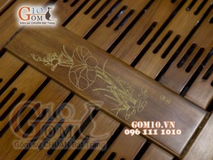 Khay trà cỡ đại nẹp đồng vàng ( 62x35 cm)