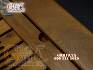 Khay trà cỡ đại nẹp đồng vàng ( 62x35 cm)