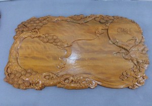 Khay trà gỗ đinh nguyên tấm Tùng Hạc, 56x34cm