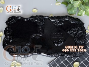 Khay trà Nhất Long đen - gỗ đinh 32x58cm