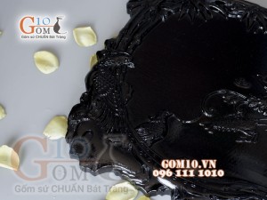 Khay trà Nho Trúc - đen, gỗ đinh 35x61cm