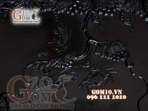 Khay trà Nho Trúc - đen, gỗ đinh 35x61cm