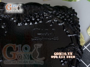 Khay trà Nho Trúc - đen, gỗ đinh 35x61cm