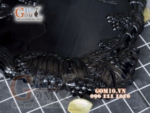 Khay trà Nho Trúc - đen, gỗ đinh 35x61cm