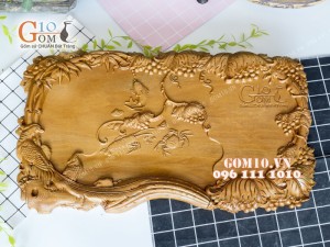 Khay trà nho trúc gỗ đinh 35x61cm