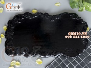 Khay trà Sen đen - Gỗ đinh 33x58cm