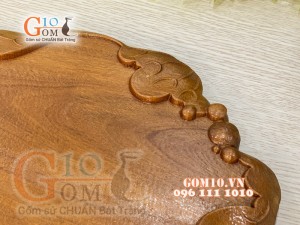 Khay trà Sen Gỗ hương đá, 33x58cm