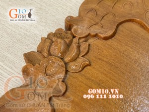 Khay trà Sen Gỗ hương đá, 33x58cm