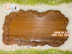 Khay trà Sen Gỗ hương đá, 33x58cm