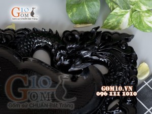 Khay trà Song Long đen - Gỗ đinh 35x61cm