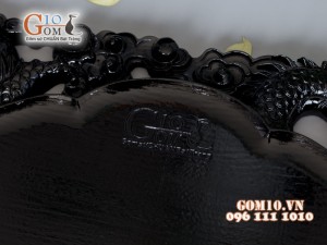 Khay trà Song Long đen - Gỗ đinh 35x61cm