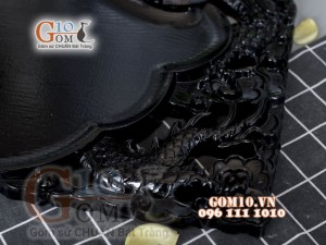 Khay trà Song Long đen - Gỗ đinh 35x61cm