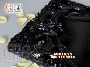 Khay trà Song Long đen - Gỗ đinh 35x61cm