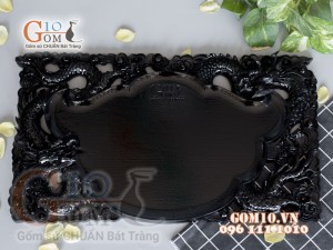 Khay trà Song Long đen - Gỗ đinh 35x61cm