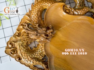 Khay trà song long gỗ đinh 35x61cm