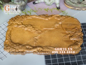 Khay trà Tùng Hạc gỗ đinh 35x57cm