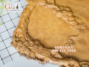 Khay trà Tùng Hạc gỗ đinh 35x57cm
