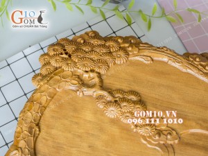 Khay trà Tùng Hạc gỗ đinh 35x57cm