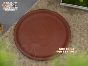 Khay tròn gốm đỏ, đường kính 20cm