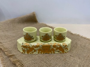 Kỷ thờ 3 chén thẳng Sen vàng kim