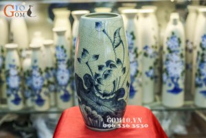 Lọ bom vẽ sen men rạn cổ