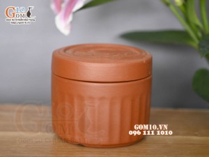 Lọ chè gốm đỏ dáng trụ đường kính 9.5cm