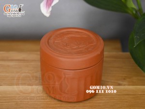 Lọ chè gốm đỏ dáng trụ đường kính 9.5cm