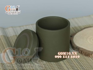 Lọ chè gốm rêu chỉ nâu