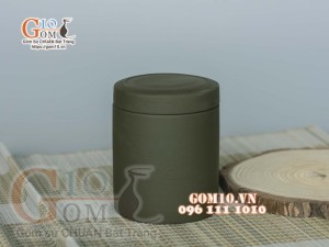 Lọ chè gốm rêu chỉ nâu