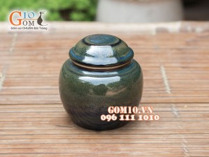 Lọ chè men xanh ngọc thỏ