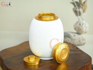 Lọ chè trơn dáng béo nền trắng, 300g